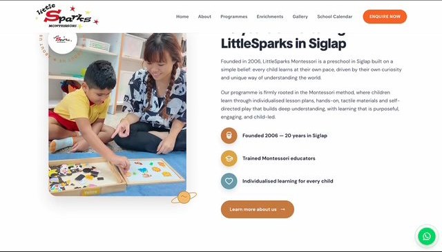 Little Sparks Montessori preschool website